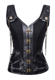 Sexy Lingerie Steampunk Faux Leather Corset
