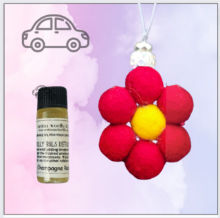 WHOLESALE - Woolly Balls Car Diffuser Flower Red