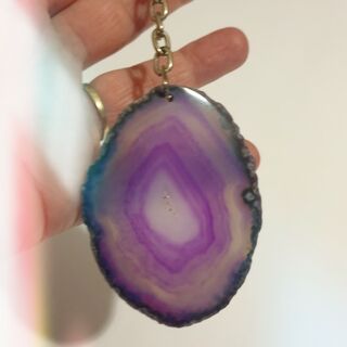 Agate slab keychain Purple