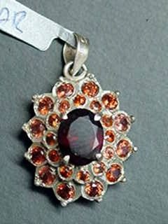 Garnet Flower Pendant