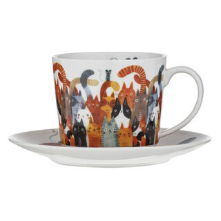 Quirky Cats Photobomb Cup & Saucer Set