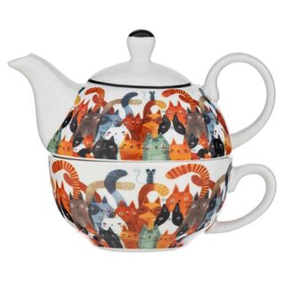 Quirky Cats Tea For One Teapot and Cup