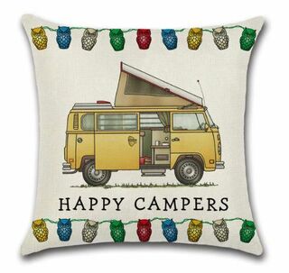 Cushion cover HAPPY CAMPERS VW camper van, yellow