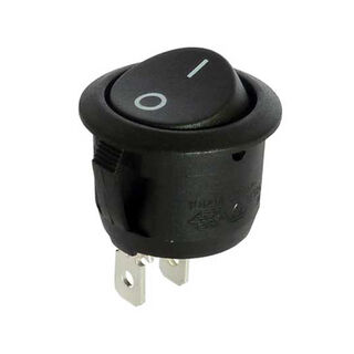 12V Round Rocker switch on/off, black, 16 mm diameter