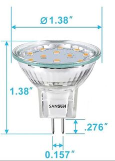 Sansun MR11 LED light bulb, 12V, 3W, GU4 bi pin