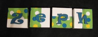 Personalised Canvas 'Zeph' Green/Blue/Yellow spots fabric
