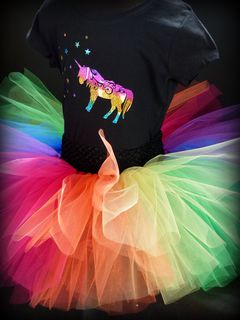 Mayhem Rainbow tutu skirt and Unicorn Tshirt