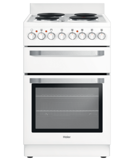 Haier Freestanding Electric Cooker, 4 Elements, 54cm, Solid Hotplate