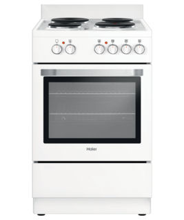 Haier Freestanding Electric Cooker, 54cm, 4 Elements, Solid Hotplate