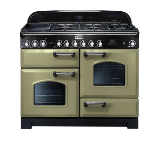 Falcon Classic Deluxe 110cm Dual Fuel Range Cooker, Olive Green