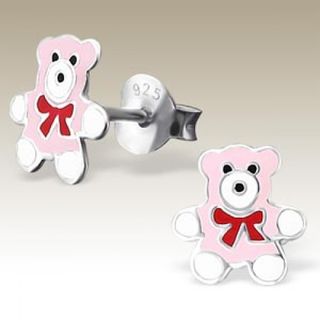 Teddy Bear Pink Red Ribbon