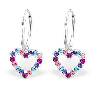 Coloured crystal heart hoop