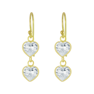 Heart Cubic Zirconia Silver Earrings