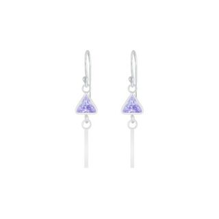 Bar Earrings with Triangle Cubic Zirconia - Lavender