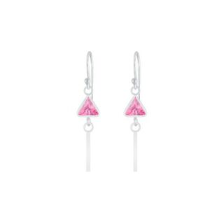 Bar Earrings with Triangle Cubic Zirconia - Rose