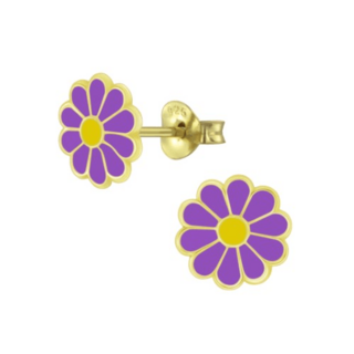 Daisy - Purple Sterling Silver Earrings 14K