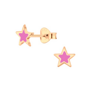 Star Sterling Silver Earrings - Rose Gold