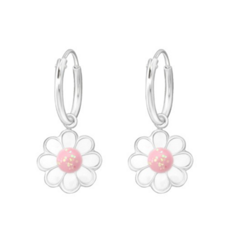 Daisy Sterling Silver Hoop Earrings