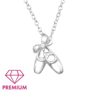 Ballet Shoes Pendant Sterling Silver Necklace