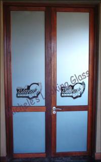 Boardroom doors etched