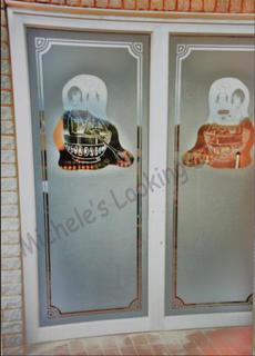 Restaurnat doors with logo etched