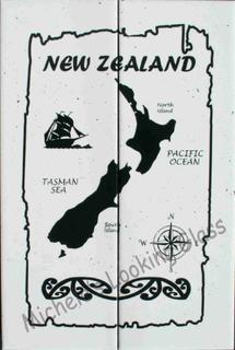 Map of NZ etched and painted onto tiles