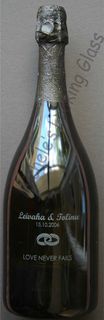 Engraved wedding champagne bottle