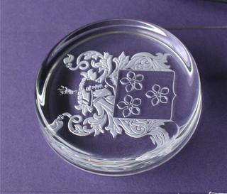 Engraved Coat of Arms on paperweight 