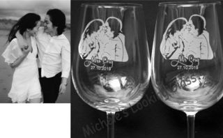 Photo on wine glasses