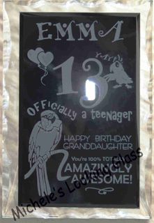 Birthday award on black glass