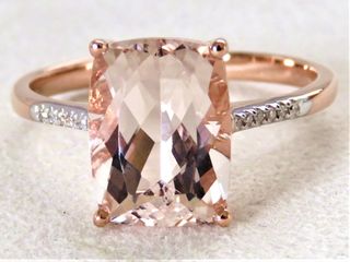 9k Rose Gold 3.54ct Natural Morganite & 12pcs Diamond Ring