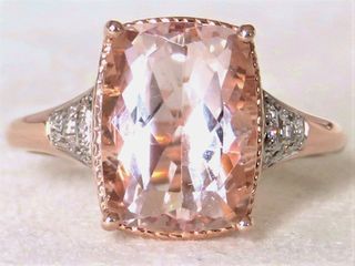 9k Rose Gold 4.12ct Morganite & Diamond Ring
