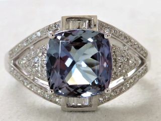 18k White Gold 3.00ct Tanzanite & 0.45ct Diamond Ring with Valuation