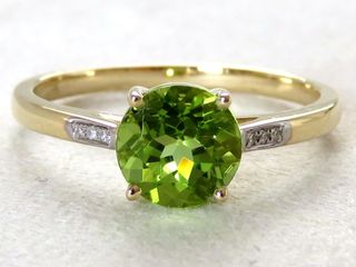 9k Yellow Gold 1.62ct Natural Peridot & Diamond Ring
