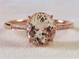 9k Rose Gold 2.87ct Morganite & Diamond Ring