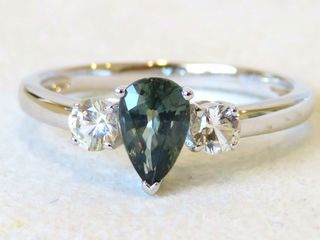 9k White Gold Blue Sapphire & White Sapphire Ring