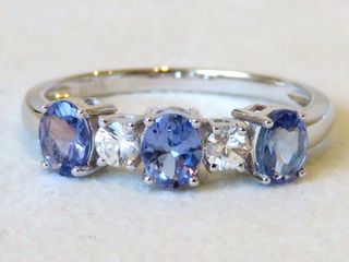 9k White Gold 1.78ct Tanzanite and White Sapphire Ring