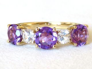 9k Yellow Gold 2ct Amethyst & White Sapphire Ring