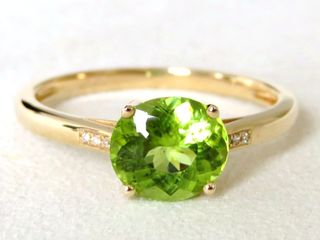 9k Yellow Gold Peridot & Diamond Ring