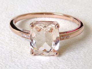 9k Rose Gold 1.69ct Morganite & Diamond Ring