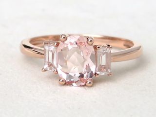 9k Rose Gold 1ct Morganite & Topaz Ring