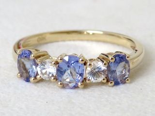 9k Yellow Gold 1ct Tanzanite & Sapphire Ring