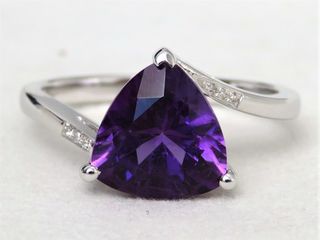 9k White Gold 2.5ct Amethyst & Diamond Ring