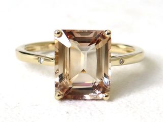 9k Yellow Gold 3.76ct Champagne Imperial Topaz & Diamond Ring