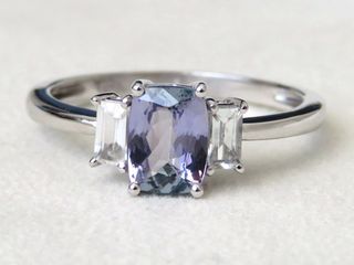 9k White Gold 1.04ct Tanzanite & White Topaz Ring