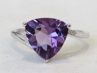 9k White Gold 2.73ct Amethyst & Moissanite Ring