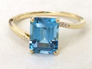 9k Yellow Gold 2.77ct London Blue Topaz & Moissanite Ring