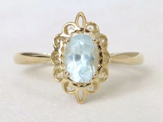 9k Yellow Gold Aquamarine Ring