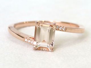 9k Rose Gold 1.1ct Morganite & Moissanite Ring