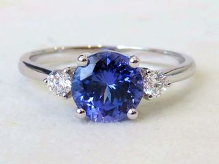 18k White Gold 1.88ct Tanzanite & 0.2ct Diamond Ring with Valuation